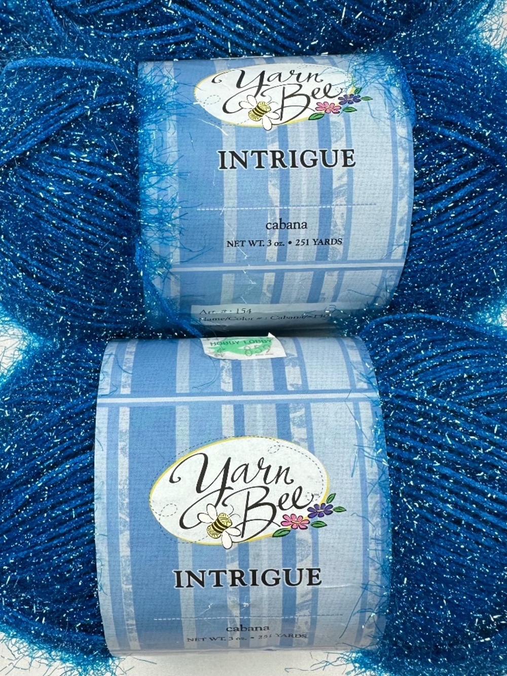 Yarn Bee Cabana #130 Lot of 2 New and 2 Used Teal Turquoise Glitter Blend Medium